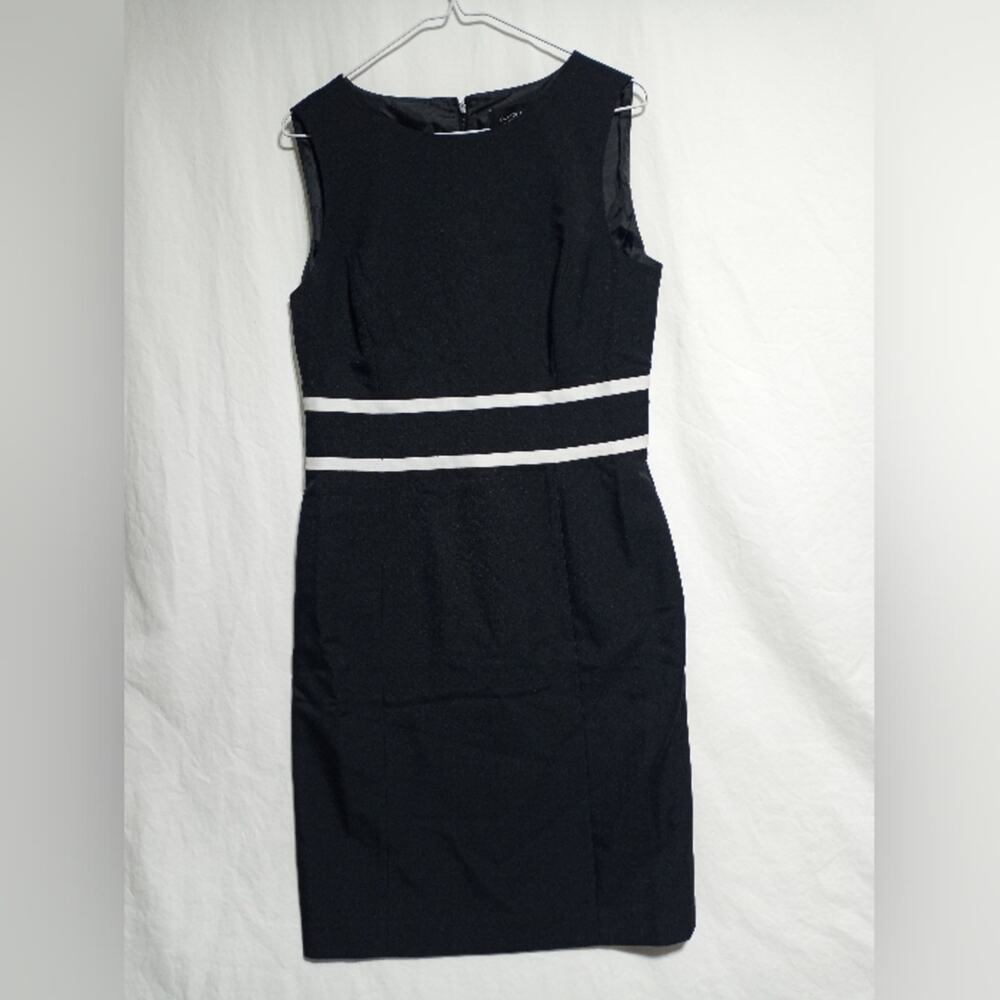 Black Label by Evan Picone Black Dress With White Stripes Size 8